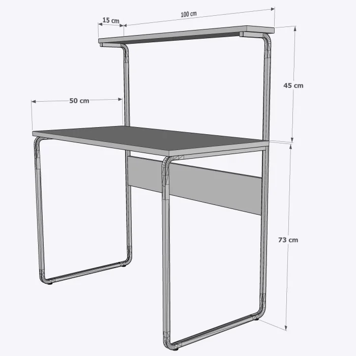 G Masa 100x50 Metal İskeletli Parlak Bambu Yüzey Ders Çalışma ve Bilgisayar Masası