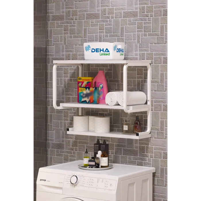 Üç Katlı Klozet Üstü Düzenleyici  Çamaşır Makinesi Duvar Rafı Banyo Dolabı