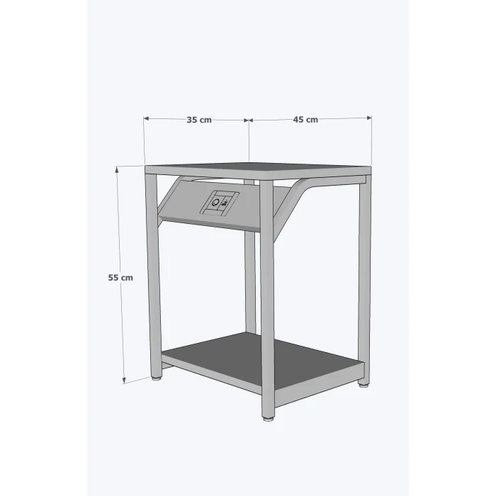 220Volt Priz’li ve Usb Type C Şarj Modüllü Koltuk Yanı Yan Sehpa Komidin Elektrikli Akıllı Sehpa