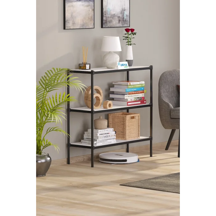 80x30 Ayarlanabilir Raflı Çok Amaçlı Üç Katlı Sehpa Mutfak Organizer Dresuar Kitaplık Raf Konsol