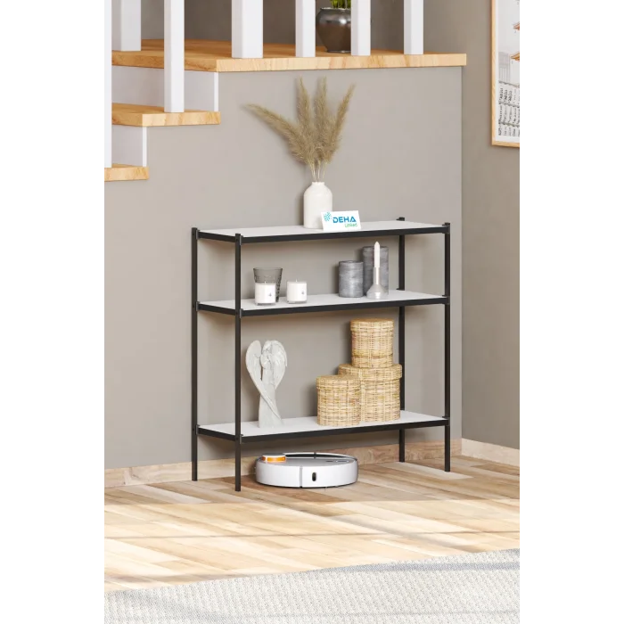 80x30 Ayarlanabilir Raflı Çok Amaçlı Üç Katlı Sehpa Mutfak Organizer Dresuar Kitaplık Raf Konsol