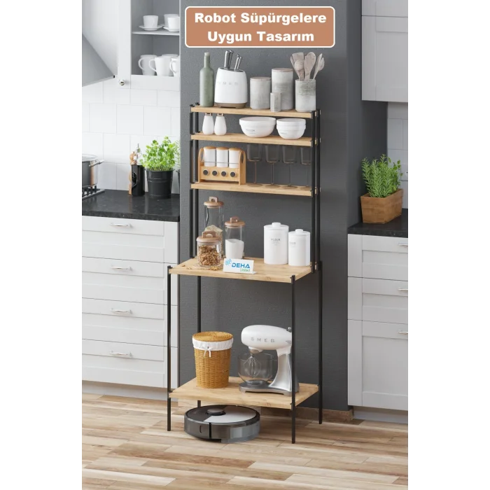 Robot Süpürge Uyumlu Raflı Mutfak Kahve Köşesi Dolap Raf  Mutfak Organize Bango
