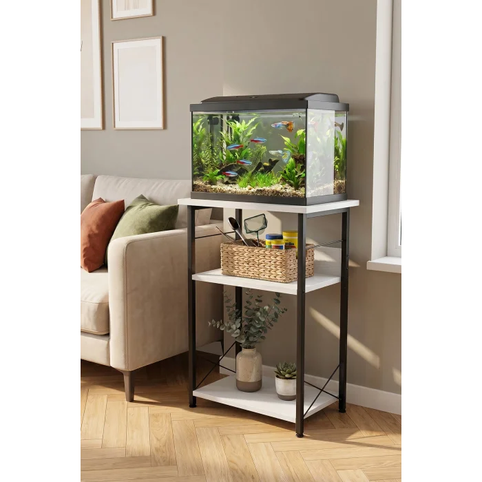 Akvaryum Sehpası Raflı Kuş Kafesi Standı Çok Amaçlı Metal Ayaklı Dekoratif Raf