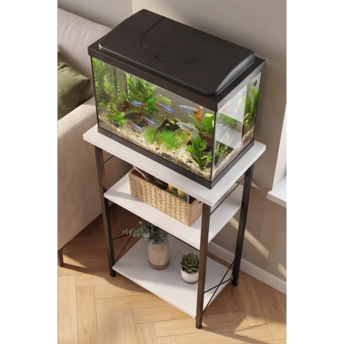 Akvaryum Sehpası Raflı Kuş Kafesi Standı Çok Amaçlı Metal Ayaklı Dekoratif Raf