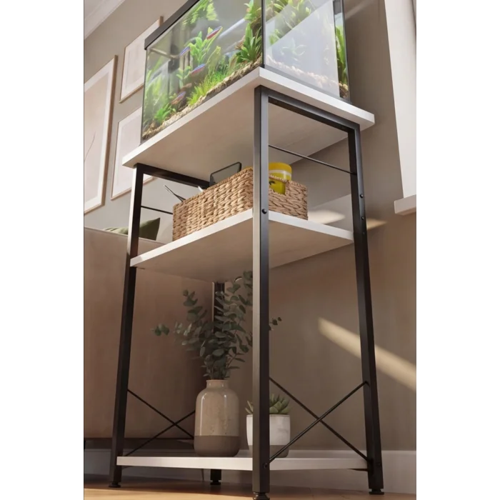 Akvaryum Sehpası Raflı Kuş Kafesi Standı Çok Amaçlı Metal Ayaklı Dekoratif Raf