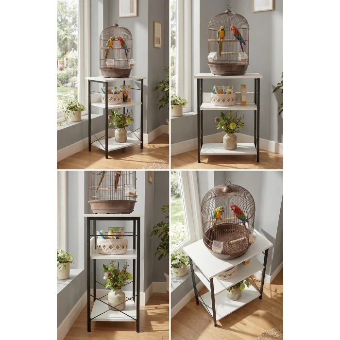 Akvaryum Sehpası Raflı Kuş Kafesi Standı Çok Amaçlı Metal Ayaklı Dekoratif Raf