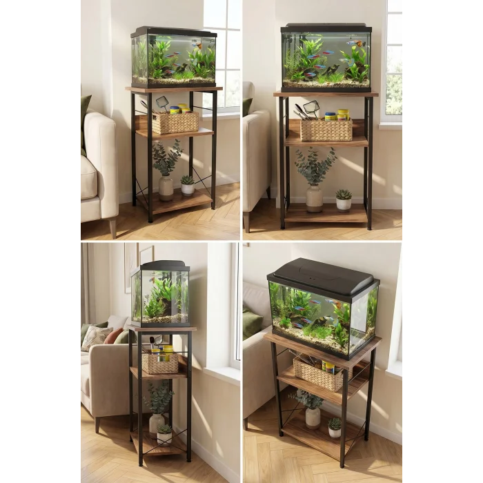 Akvaryum Sehpası Raflı Kuş Kafesi Standı Çok Amaçlı Metal Ayaklı Dekoratif Raf