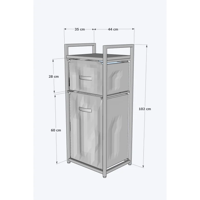 DH11 Raflı Çamaşır Sepeti Banyo Dolabı Kirli Sepetli Banyo Düzenleyici Çamaşırlık