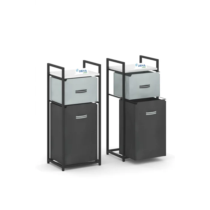 DH11 Raflı Çamaşır Sepeti Banyo Dolabı Kirli Sepetli Banyo Düzenleyici Çamaşırlık