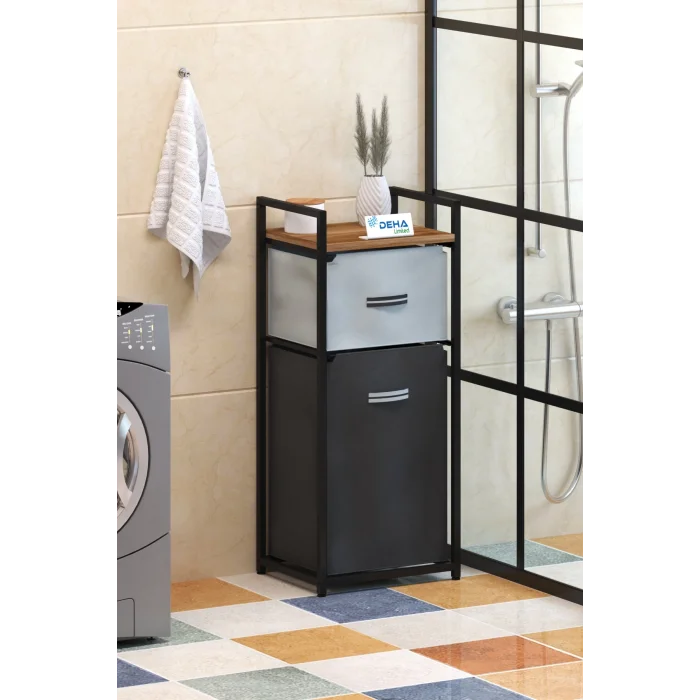 DH11 Raflı Çamaşır Sepeti Banyo Dolabı Kirli Sepetli Banyo Düzenleyici Çamaşırlık