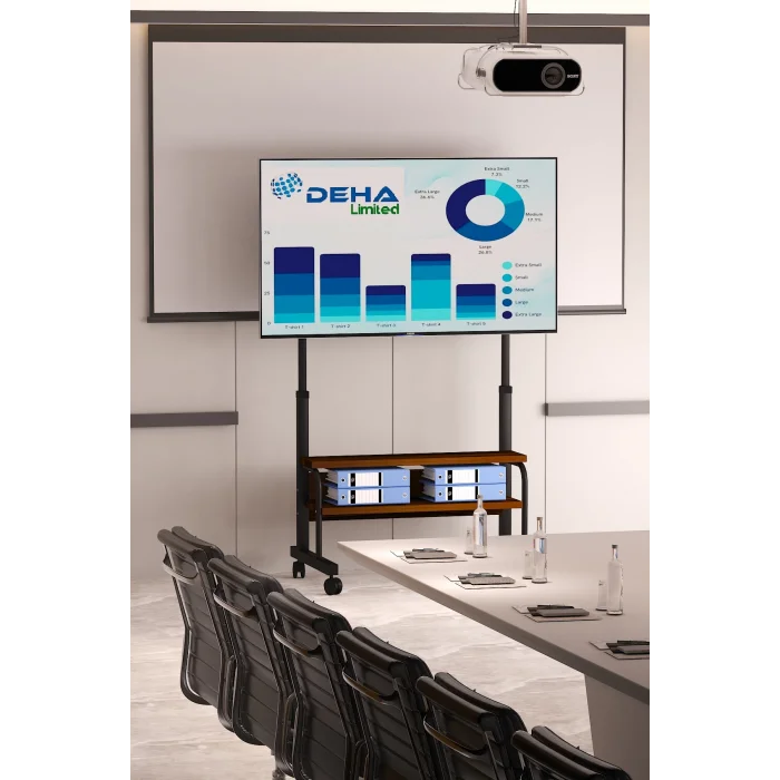 Frenli Tekerlekli Yükseklik Ayarlı TV Duvar Paneli  Tv Standı Konsol Hareketli Televizyon Ünitesi