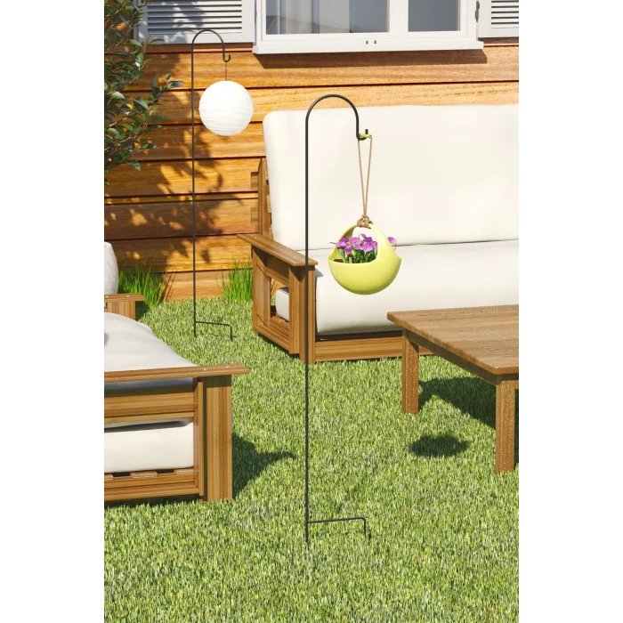 Metal Çubuk Çok Amaçlı Bahçe ve Kamp Kancası Bitki Bahçe Askısı Fener Çiçek Kancası 4 Adet