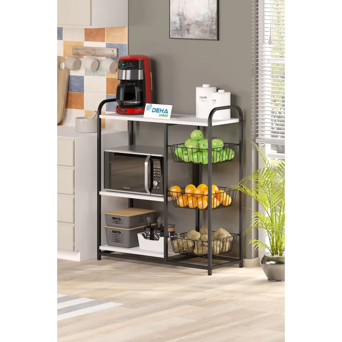 Meyvelik Sebzelik Sepetli Mutfak Düzenleyici Raf Fırın Standı Organizer  Mutfak Dolabı Bangosu