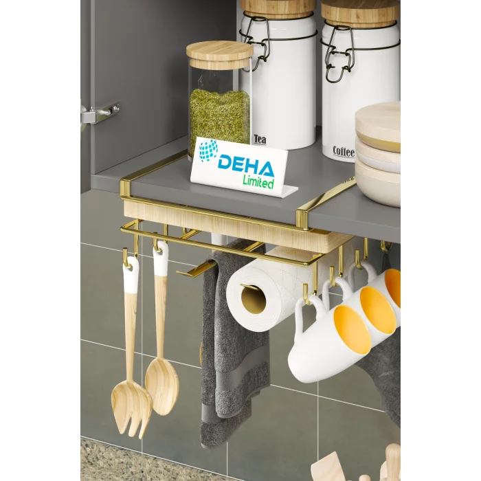Paslanmaz Kupa Fincan Askılı Kesme Tahtası Raflı Mutfak Tezgah Üstü Organizer Raf Stand