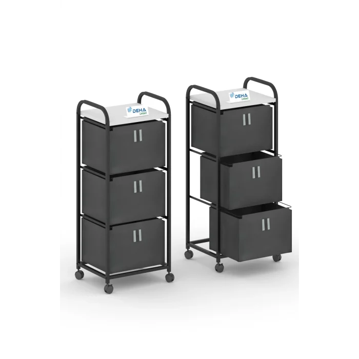 Üç Sepetli Frenli Tekerlekli Elbise Çamaşır Sepeti Banyo Dolabı Kirli Sepetli Banyo Düzenleyici Dolap