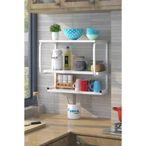 Üç Katlı Çok Amaçlı Mutfak Rafı Banyo Düzenleyici Organizer Duvar Raflı Dolap