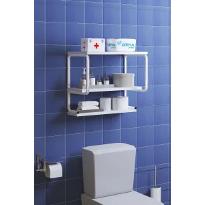 Üç Katlı Klozet Üstü Düzenleyici  Çamaşır Makinesi Duvar Rafı Banyo Dolabı