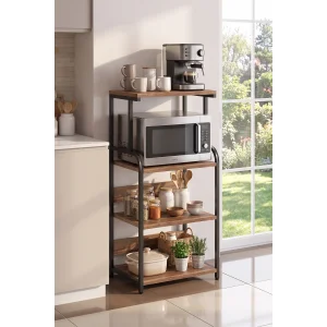 Çok Amaçlı 4 Katlı Mutfak Rafı Mikrodalga Standı Kahve Köşesi Organizeri Airfryer Raflı Sehpa