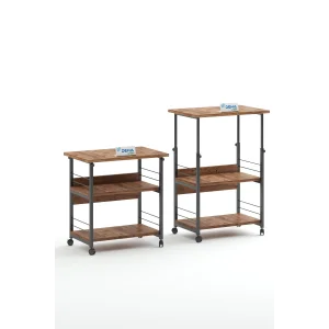 Çok Amaçlı Yükseklik Ayarlı Frenli Tekerlekli 3 Katlı Mutfak Fırınlık Kahve Masası  Yazıcı Sehpası Servis Standı