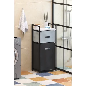 DH11 Raflı Çamaşır Sepeti Banyo Dolabı Kirli Sepetli Banyo Düzenleyici Çamaşırlık