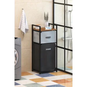 DH11 Raflı Çamaşır Sepeti Banyo Dolabı Kirli Sepetli Banyo Düzenleyici Çamaşırlık