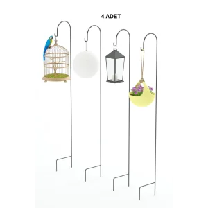 Metal Çubuk Çok Amaçlı Bahçe ve Kamp Kancası Bitki Bahçe Askısı Fener Çiçek Kancası 4 Adet