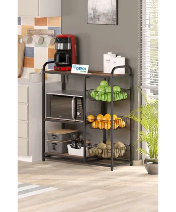 Meyvelik Sebzelik Sepetli Mutfak Düzenleyici Raf Fırın Standı Organizer  Mutfak Dolabı Bangosu