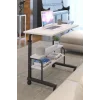 80x40 Yükseklik Ayarlı Raflı Kilitli Tekerlekli Taşınabilir Laptop Sehpası ve Çalışma Masası BEYAZ