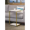 Modern Tasarım İki Katlı Tekerlekli Gold Servis Sehpası  Koltuk Yan C Sehpa Zigon Sehpa Beyaz