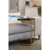 Modern Tasarım İki Katlı Tekerlekli Gold Servis Sehpası Koltuk Yan C Sehpa Zigon Sehpa Siyah