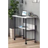 Raflı Frenli Tekerlekli Ofis Ders Laptop Çalışma Masası Metal Ayaklı Mutfak Tekerli Masa