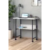 Raflı Frenli Tekerlekli Ofis Ders Laptop Çalışma Masası Metal Ayaklı Mutfak Tekerli Masa