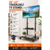26-43 İnç Uyumlu Frenli Tekerlekli Yükseklik Ayarlı Mobil Tv Standı Konsol Hareketli Televizyon Ünitesi