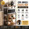 Çok Amaçlı 4 Katlı Mutfak Rafı Mikrodalga Standı Kahve Köşesi Organizeri Airfryer Raflı Sehpa