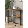 Raflı Frenli Tekerlekli Ofis Ders Laptop Çalışma Masası Metal Ayaklı Mutfak Tekerli Masa KAHVERENGİ