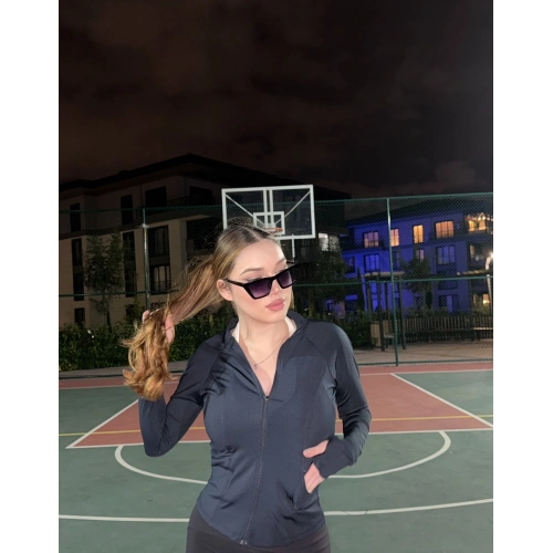 Fermuarlı Oysho lacivert Bluz