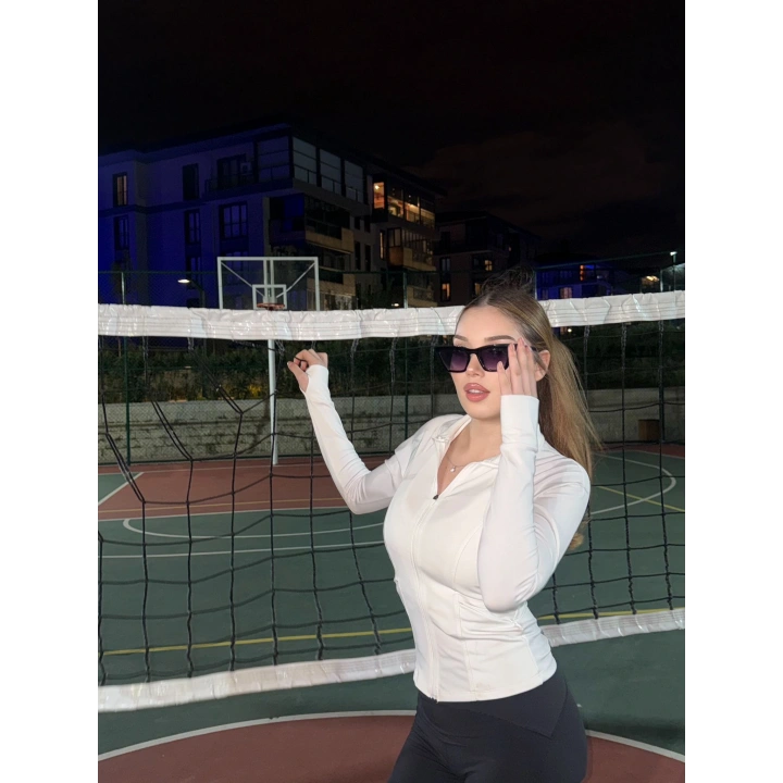 Fermuarlı Oysho Beyaz Bluz