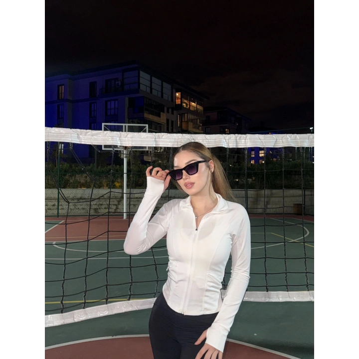 Fermuarlı Oysho Beyaz Bluz