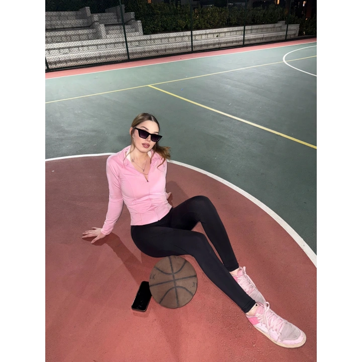 Fermuarlı Oysho pembe Bluz