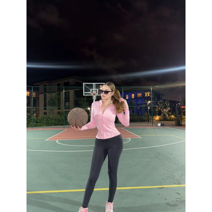 Fermuarlı Oysho pembe Bluz