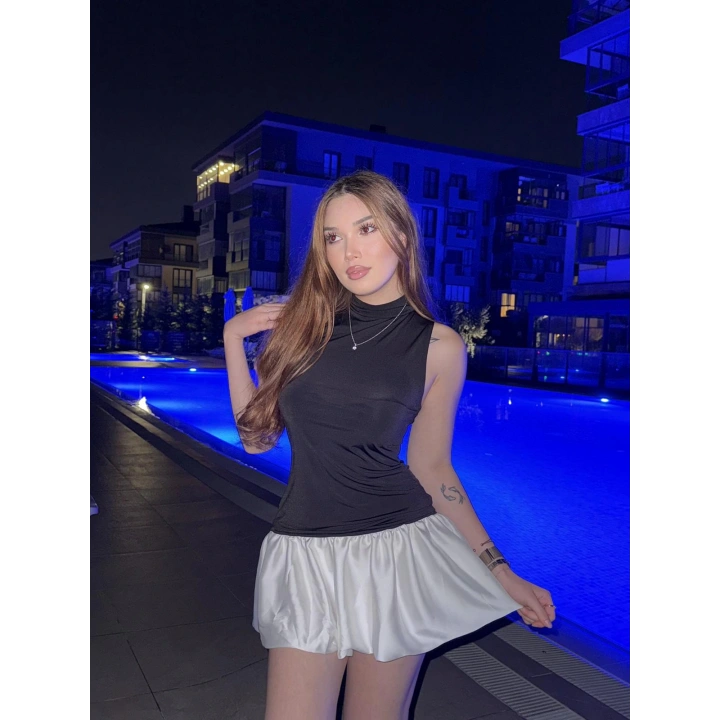 Siyah Balon Etek Elbise