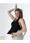 siyah şal yaka bluz