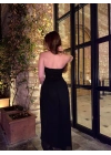 Straplez Siyah Uzun Elbise