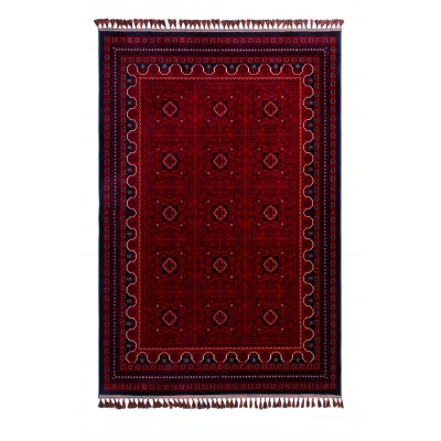 Afgan Vintage Kaymaz Taban Kadife Bambu Otantik Dekoratif Halı 160 x 230