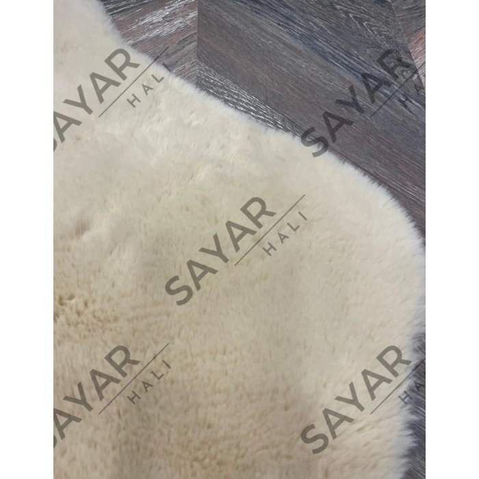Apex Krem Dekoratif Tavşan Postu Halı 95 x 150