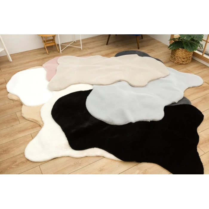 Apex Meloni Siyah Dekoratif Tavşan Postu Halı 95 x 150