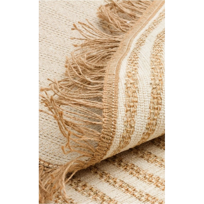 BRK 07 Ivory  Hasır dokulu renkli dokuma modern kilim