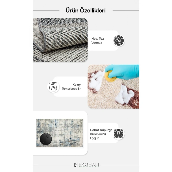 Eko Halı Soho Sh 01 Grey Hav Toz Vermez Hasır Dokuma Modern Makine Halısı 130 x 190