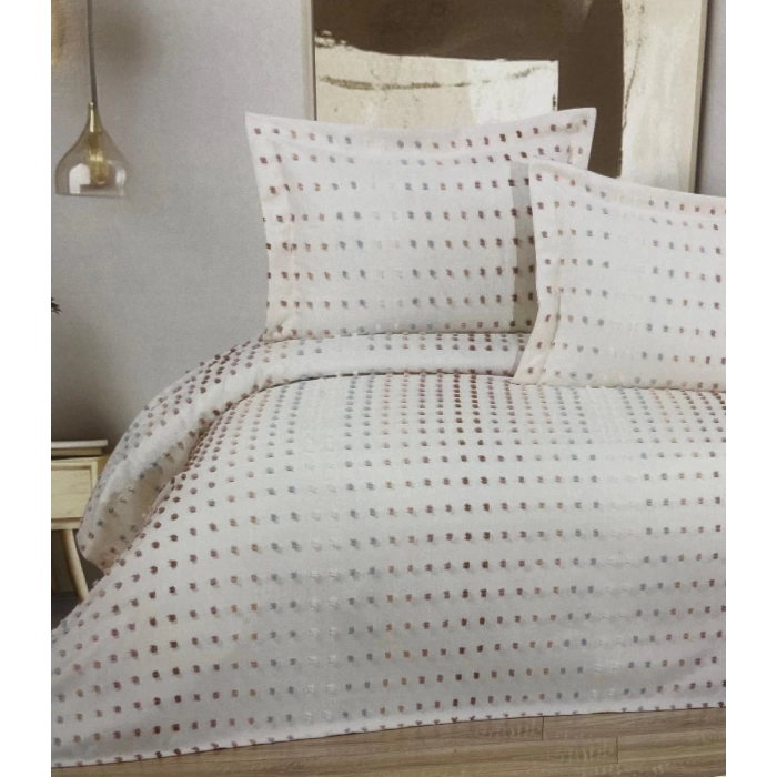 İPEKÇE NOPE JAKARLI YATAK ÖRTÜSÜ KREM*MİNT 250*260