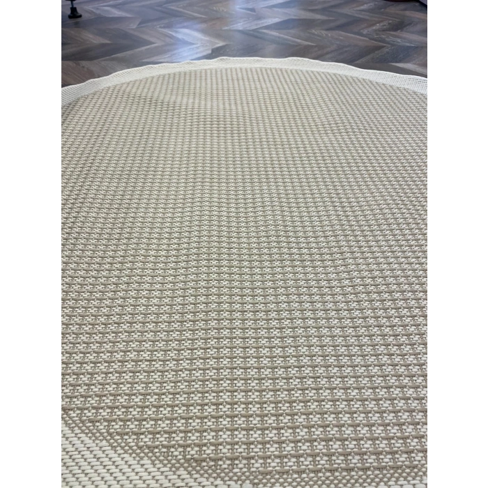 Jüt Sisal Beyaz Krem Makine Halısı 9427 120 X 120 - YUVARLAK